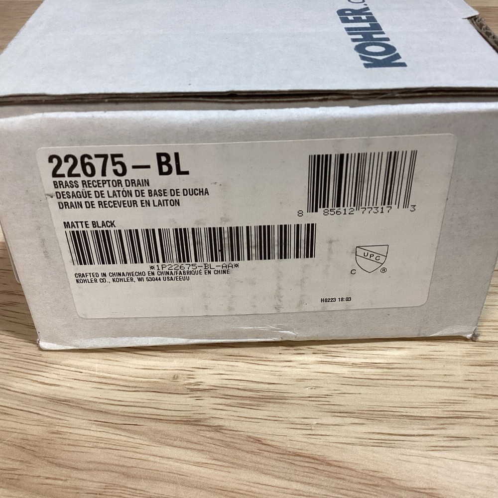 Kohler K-22675-BL Round Grid Shower Drain, Matte Black