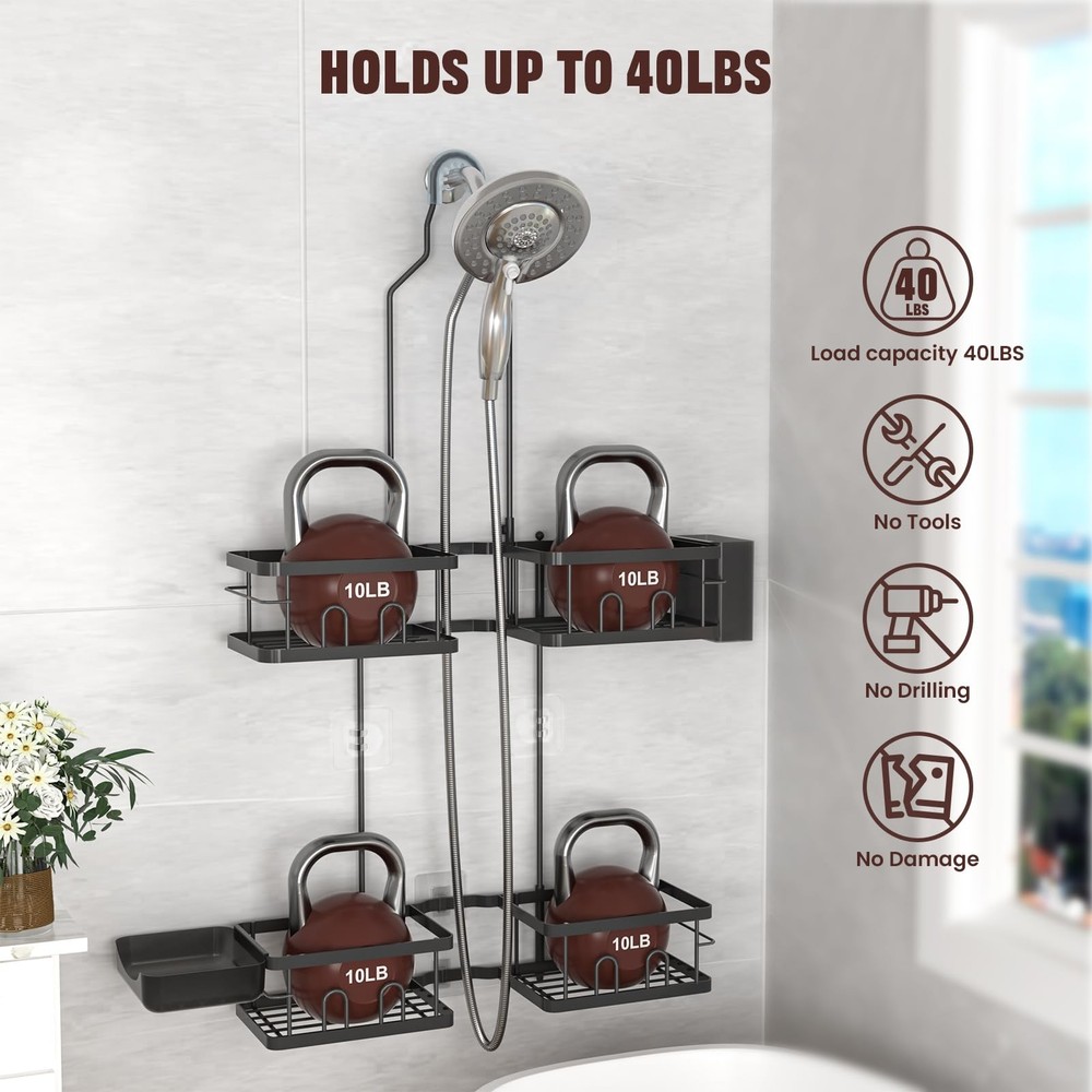 Adjustable Shower Caddy Hanging Rustproof Shower Caddy for Handheld Showerhea...