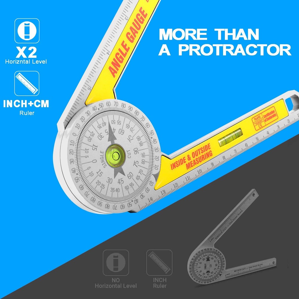 Miter Saw Protractor Angle Ruler, 360 Degree Measure Tool ,Angle Finder...