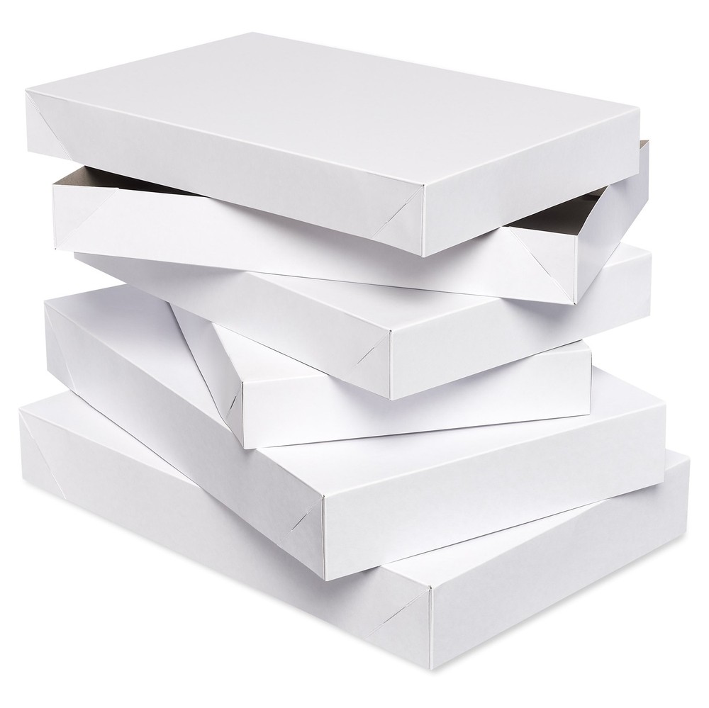 White Gift Boxes with Lids for Christmas (5 Boxes, 3 Medium, 2 Large)