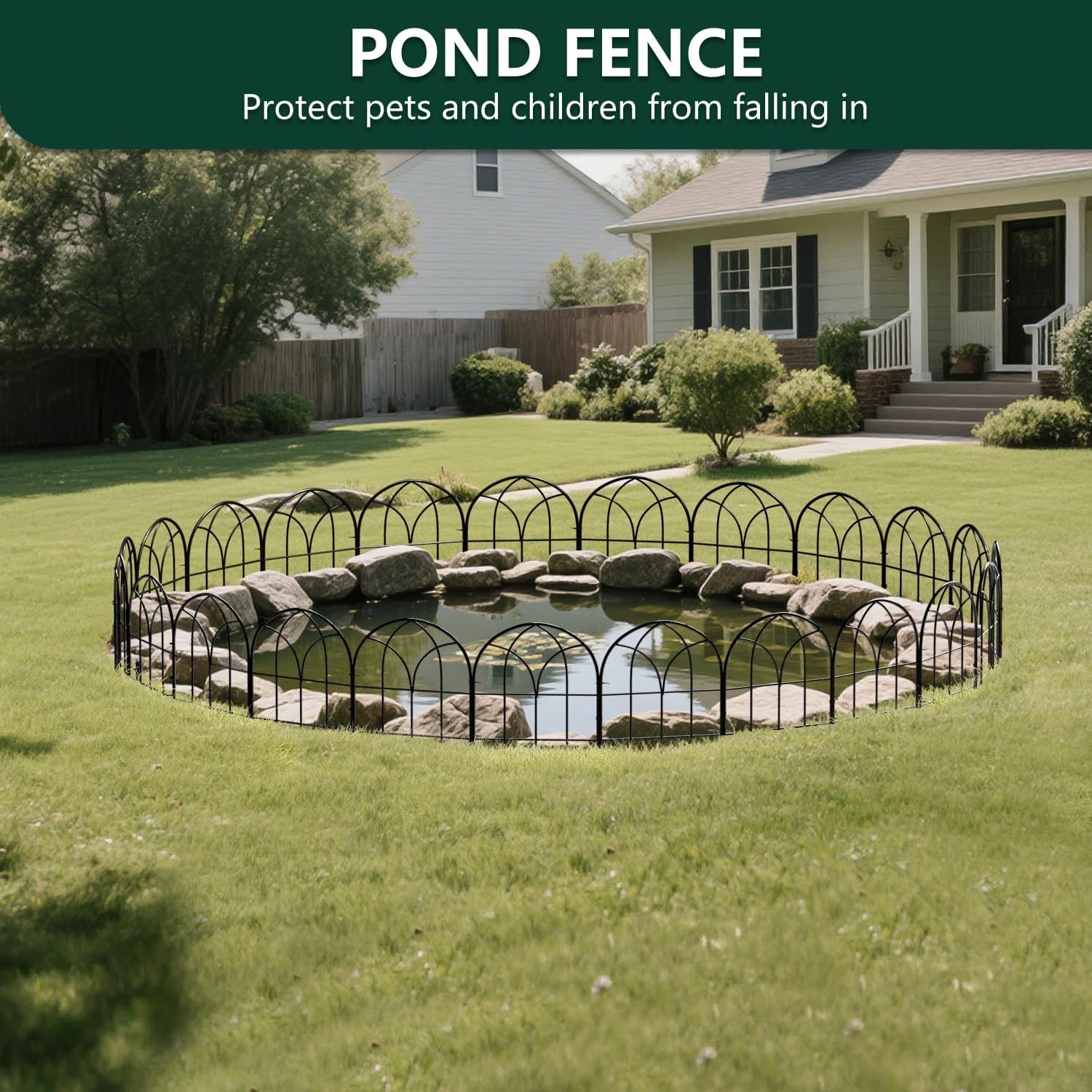 Small Garden Fence Animal Barrier, W12.55*H16.53 Decorative Fence Panel, No Dig