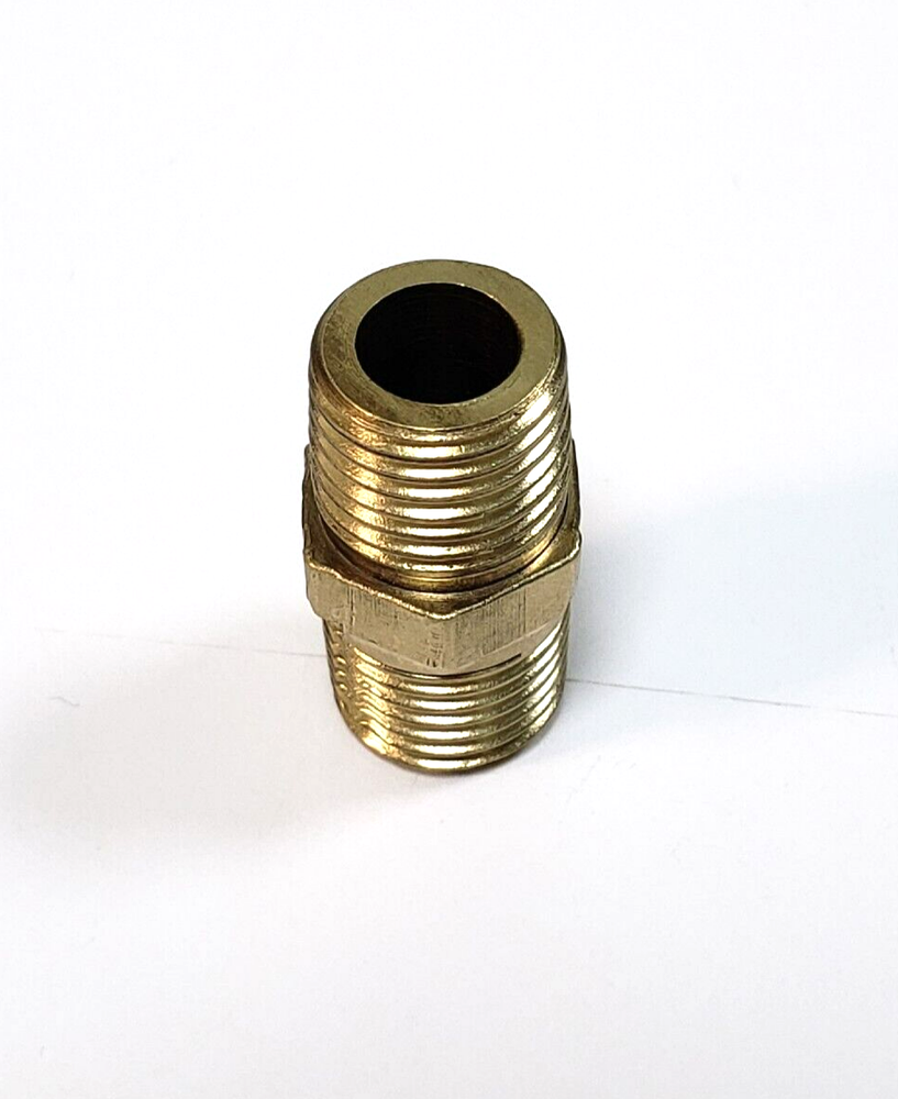 1/4" x 1/4" MNPT Brass Hex Pipe Nipple