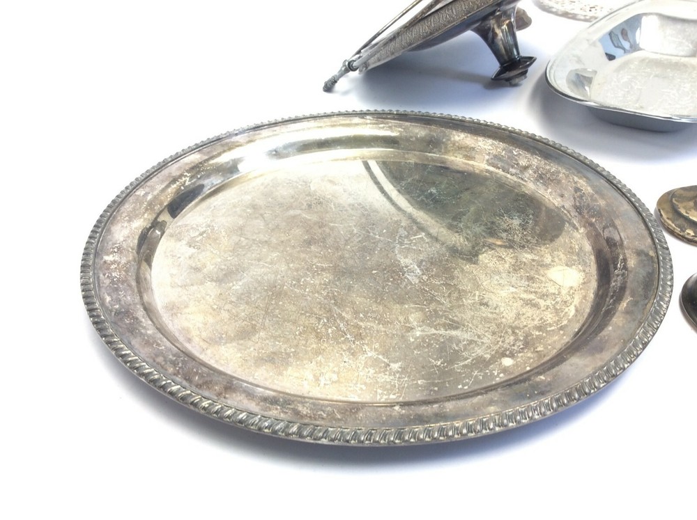 Mixed Vintage Lot Used Metal Silverplate Pewter Trays Pitcher Platters Parts