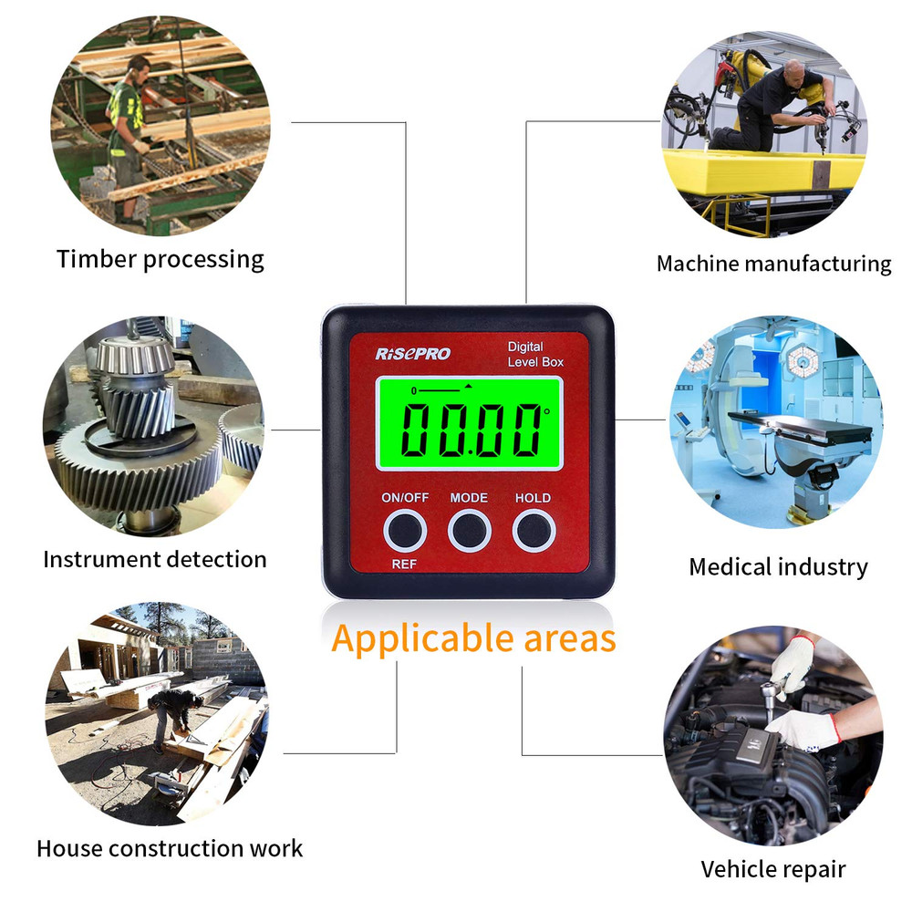 Digital Level Box Angle Gauge Protractor Inclinometer Bevel Box with Magnet Base