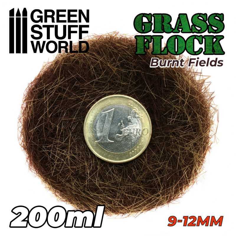 Green Stuff World 11166 Static Grass Flock 9-12mm 200ml - BURNT FIELDS
