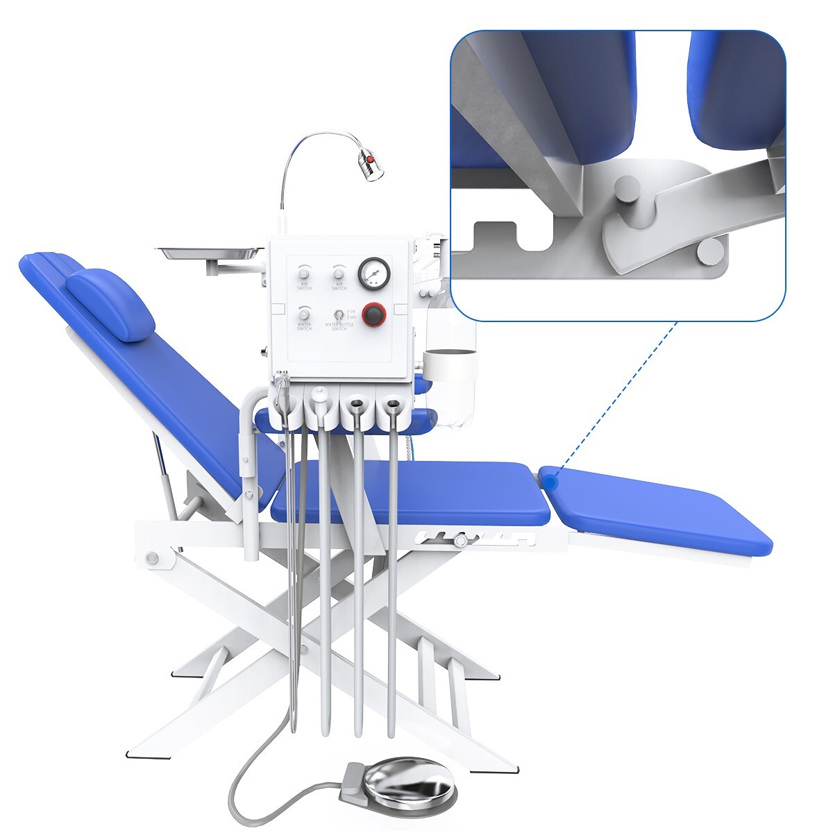 Portable Dental Folding Chair+Turbine Unit LED light Tray Water supply system