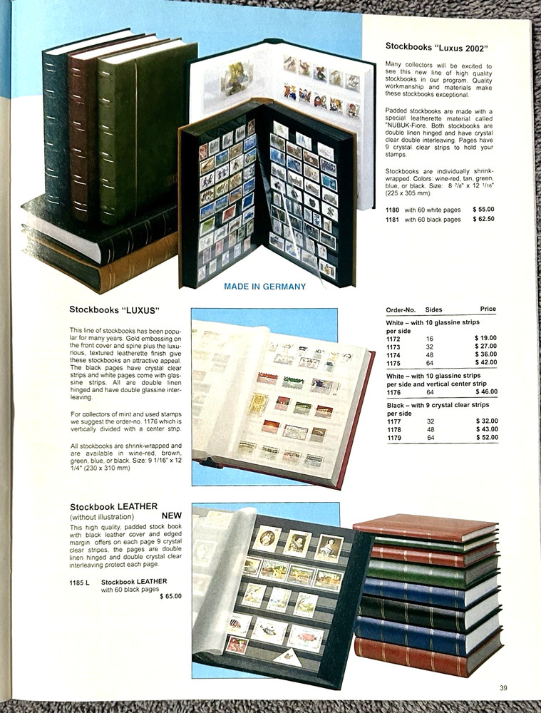 VINTAGE 2002 / 2003 LINDNER STAMP SUPPLIES & ACCESSORIES CATALOG - 60 PAGES