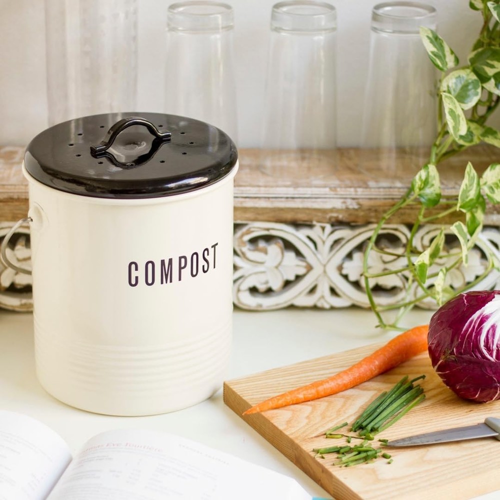 Vintage Compost Bin Ivory
