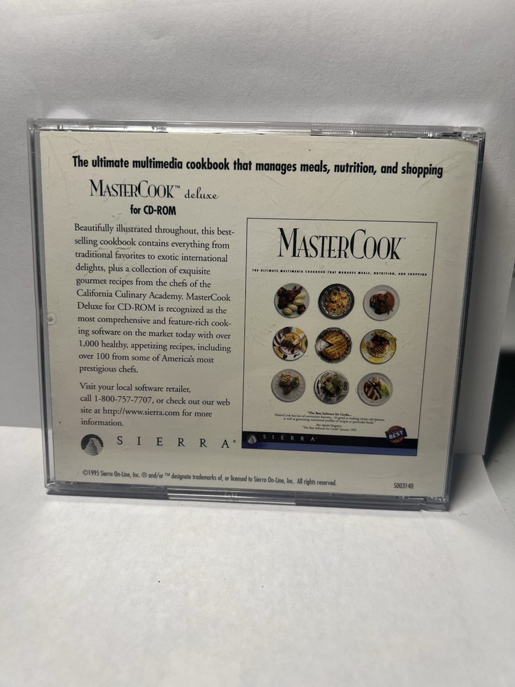 MASTER COOK COOKING LIGHT 1995 SIERRA PC CD ROM. MULTIMEDIA COOKBOOK