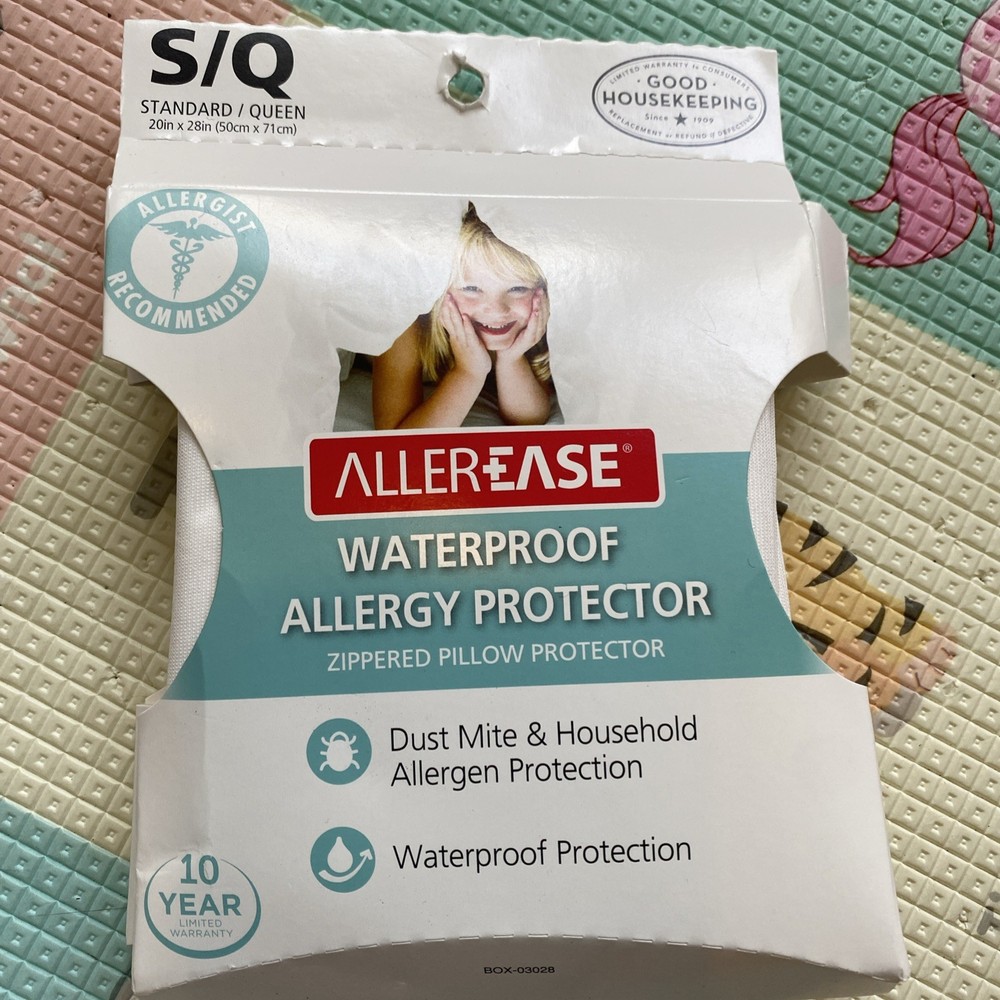 Allerease Waterproof Allergy Safe Zippered Pillow Protector standard/queen S/Q