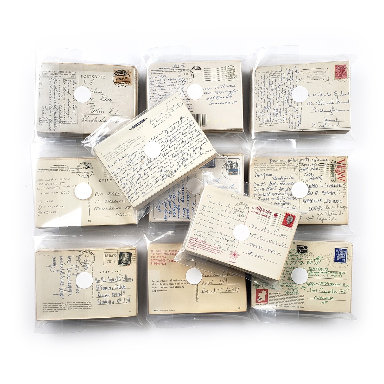 70 Vintage Used 4x6 Postcards Lot - All Posted - Worldwide Stamps & Postmarks