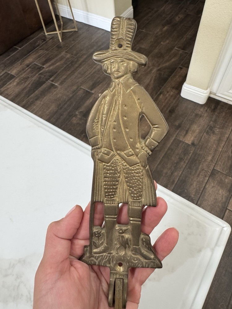 Brass Colonial Man, Cloths Wall Hanger/Hook/Bracket