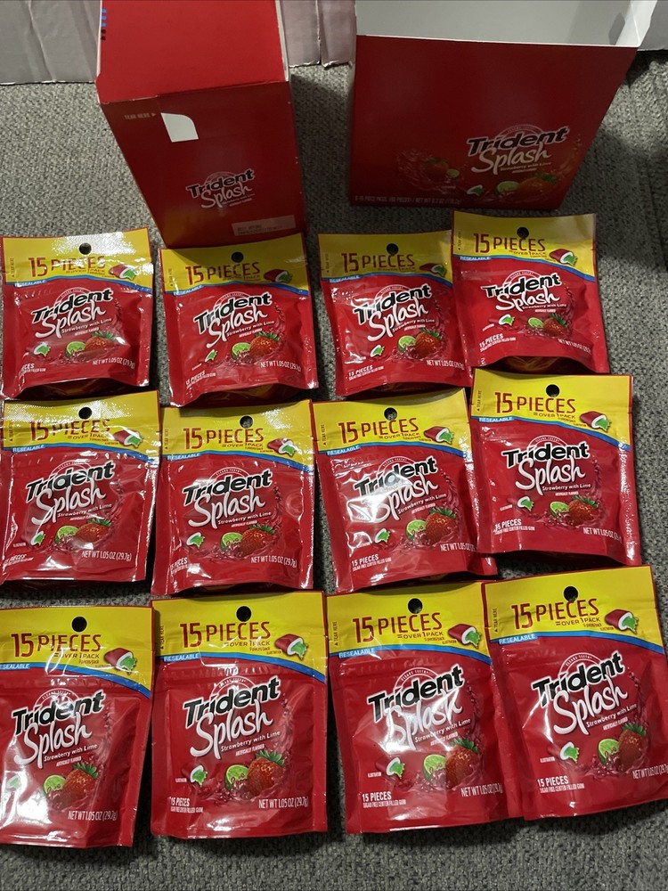 Trident Splash Strawberry w/ Lime (12) Pack!  Sugar-Free Gum