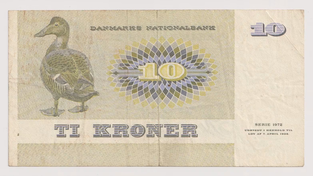 Denmark 10 Kroner, Year 1972 VF