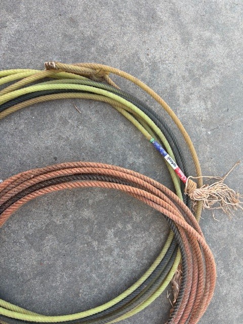 2 Two USED COWBOY ROPES LARIAT Nylon From Oklahoma Cattle Ranch 35' & 31'