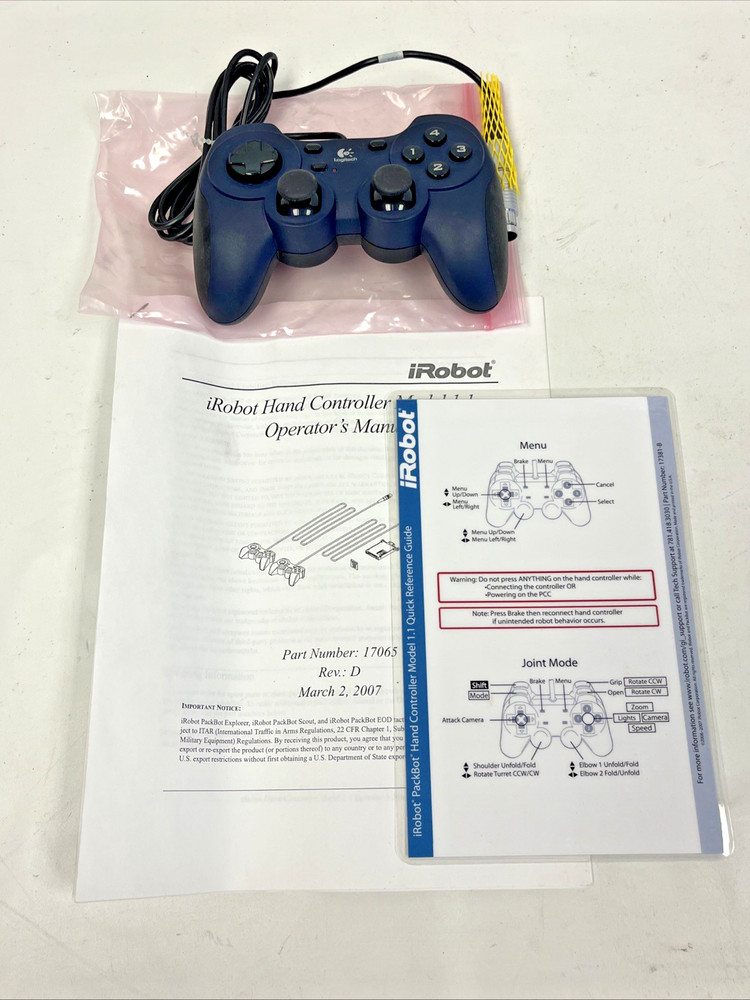 IRobot PackBot 510 Tactical Robot Hand Controller Model 1.1 Logitech *NEW*