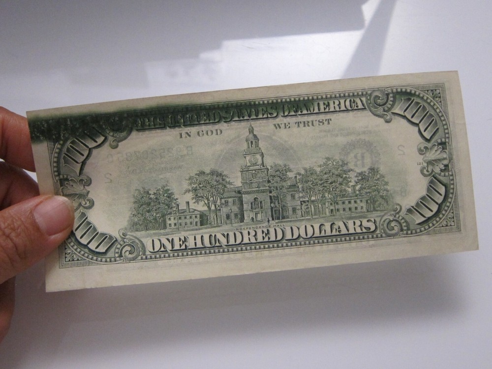 1988 $100 Printing Error on Back #B92520735C