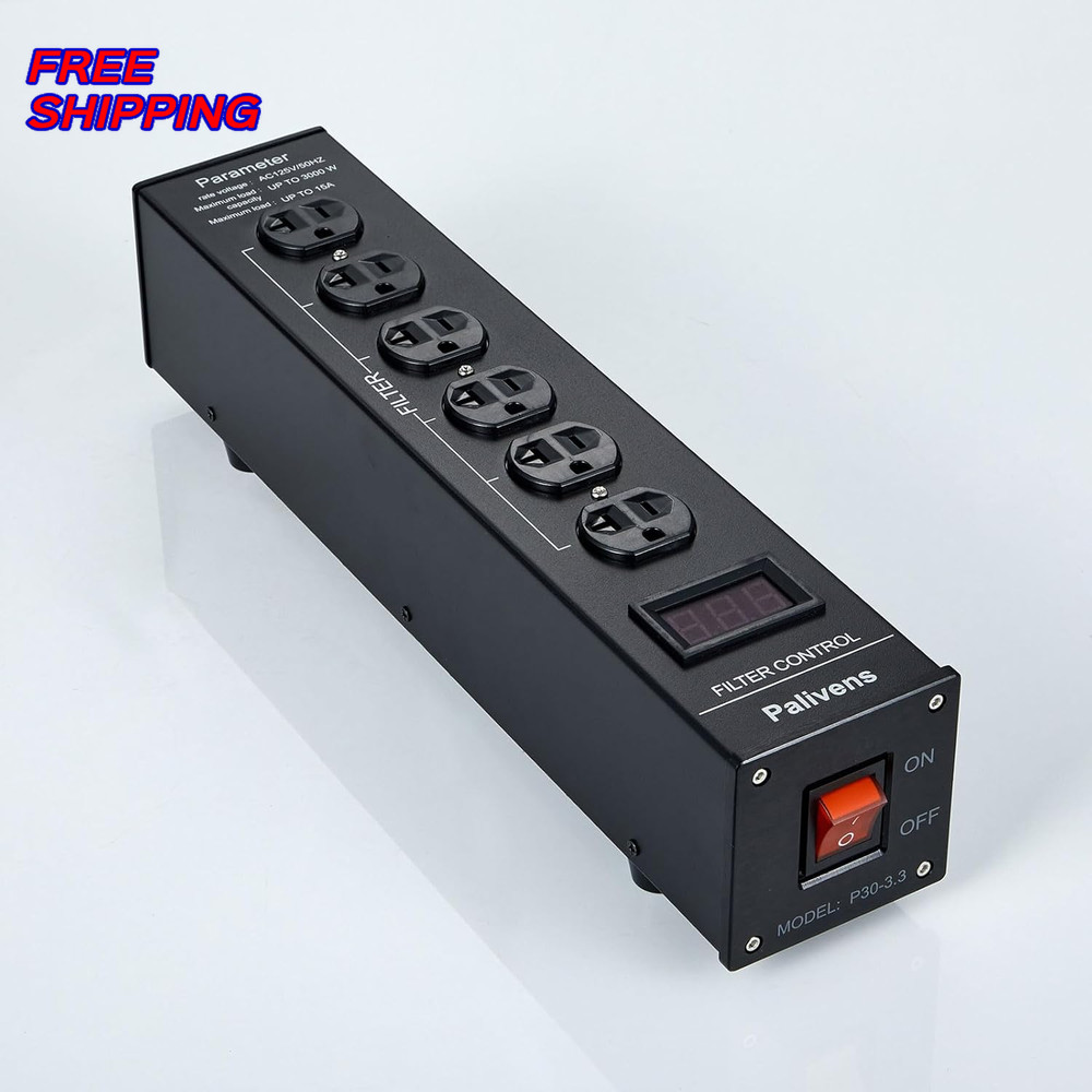 AC Power Filter Power Conditioner w Display 4Ways Power Socket Line Conditioner