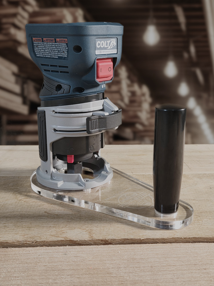 4" Circle w/ handle baseplate w/ a 2" opening for Bosch