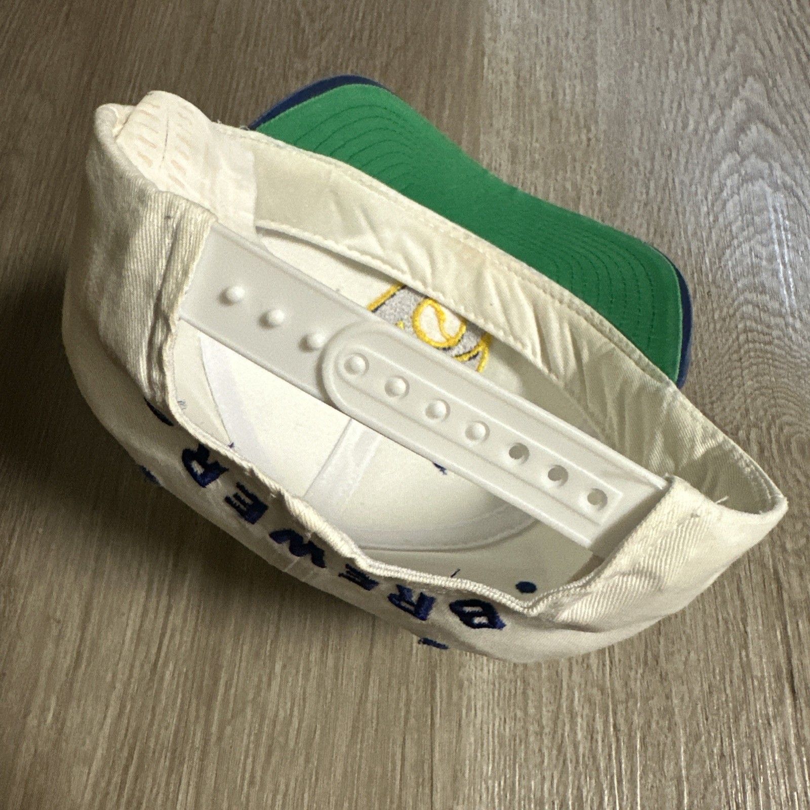 Vintage 90s Milwaukee Brewers Two Tone Logo Blockhead Drew Pearson Snapback Hat