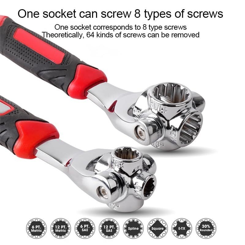 Multi-Function 48-in-1 Universal Wrench 360° Rotary Socket Spanner Repair Tool