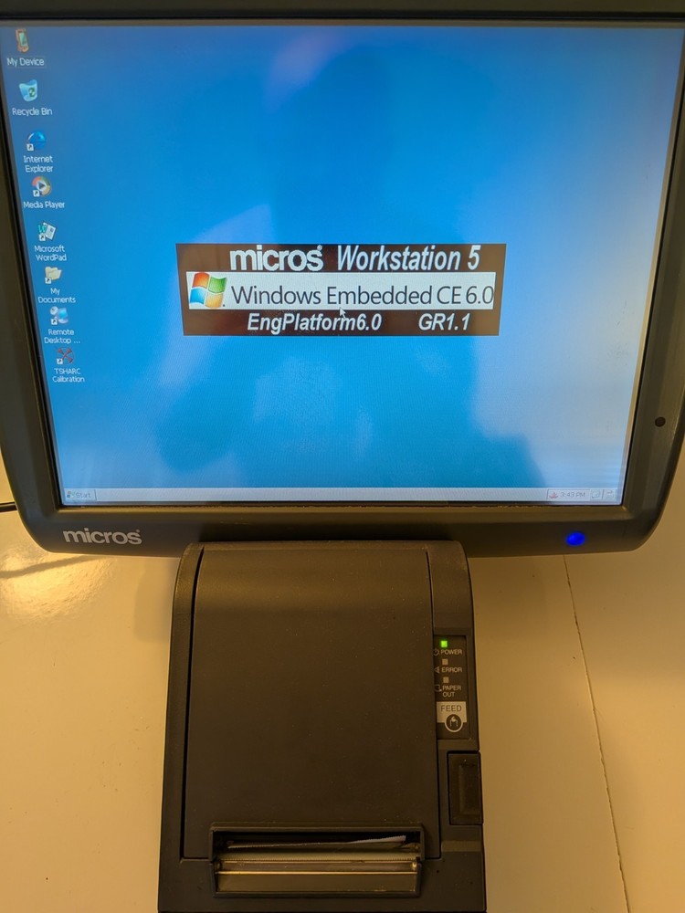 MICROS 5A POS Touchscreen Terminal, MICROS Stand, and Compatible Printer