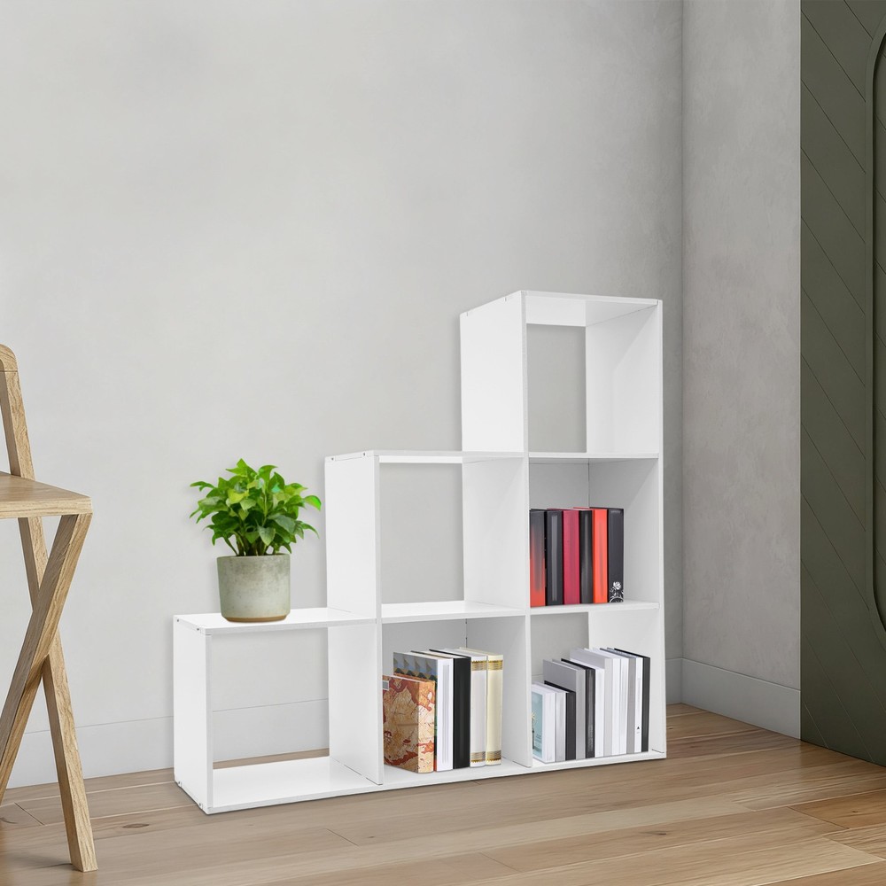 6-Cube Storage Organizer, Bookcase, Display Compartment, Open Back, Home Office.