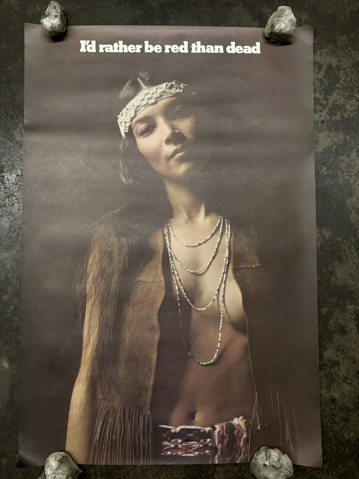 I'd rather be red than dead hippy Hot girl vintage poster 1960's C2683