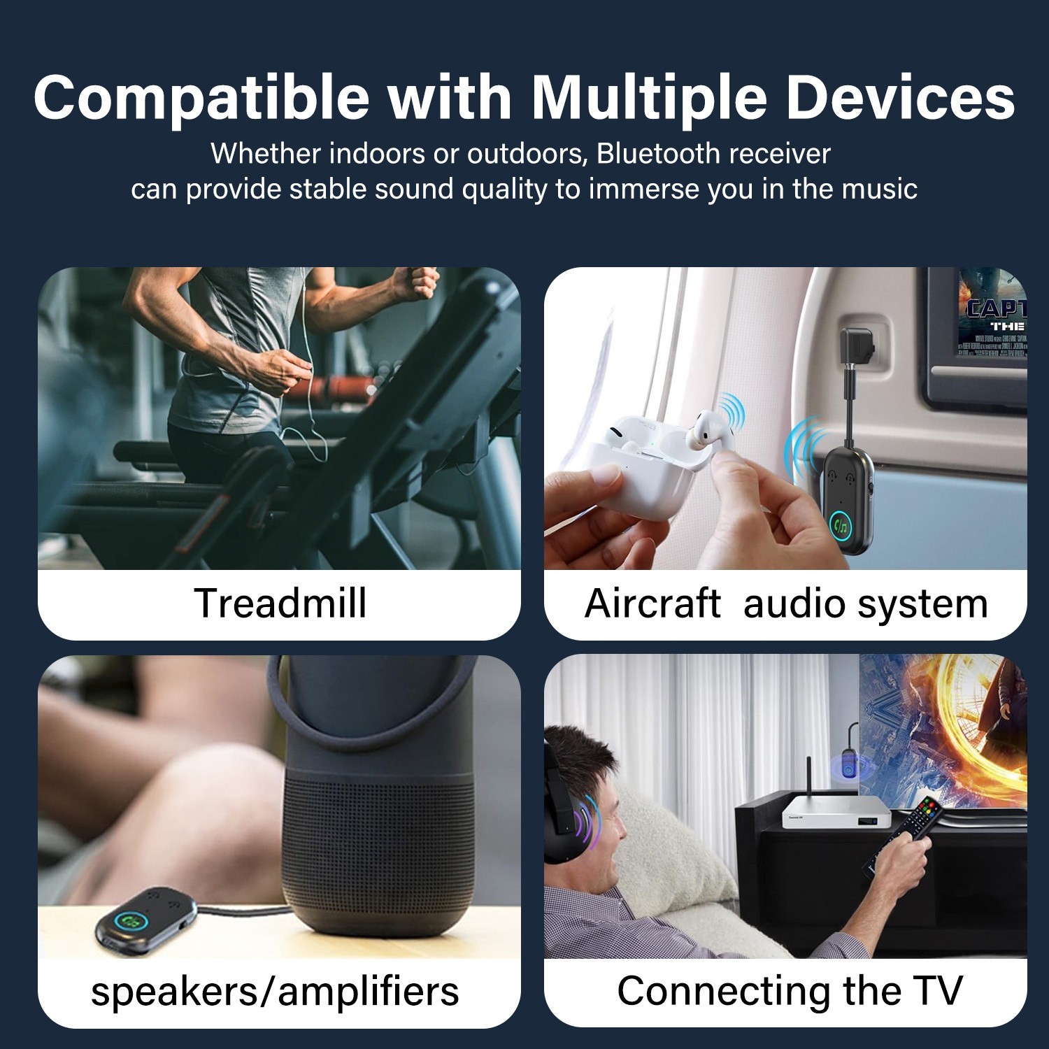 Bluetooth Transmitter Receiver Wireless Adapter 3.5MM Aux Jack, Dual Connection