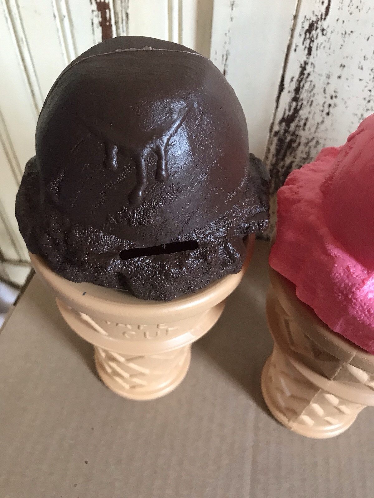 Blow Mold Plastic Ice Cream Shop Display Cones Swirl Scoop Safe T Cup Lot Of 5