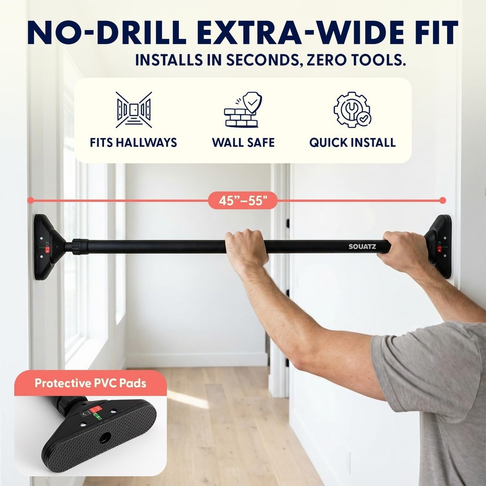 Doorway Pull Up Bar Adjustable 45-55" Door Frame Pull Up Bar W/ Level Meter