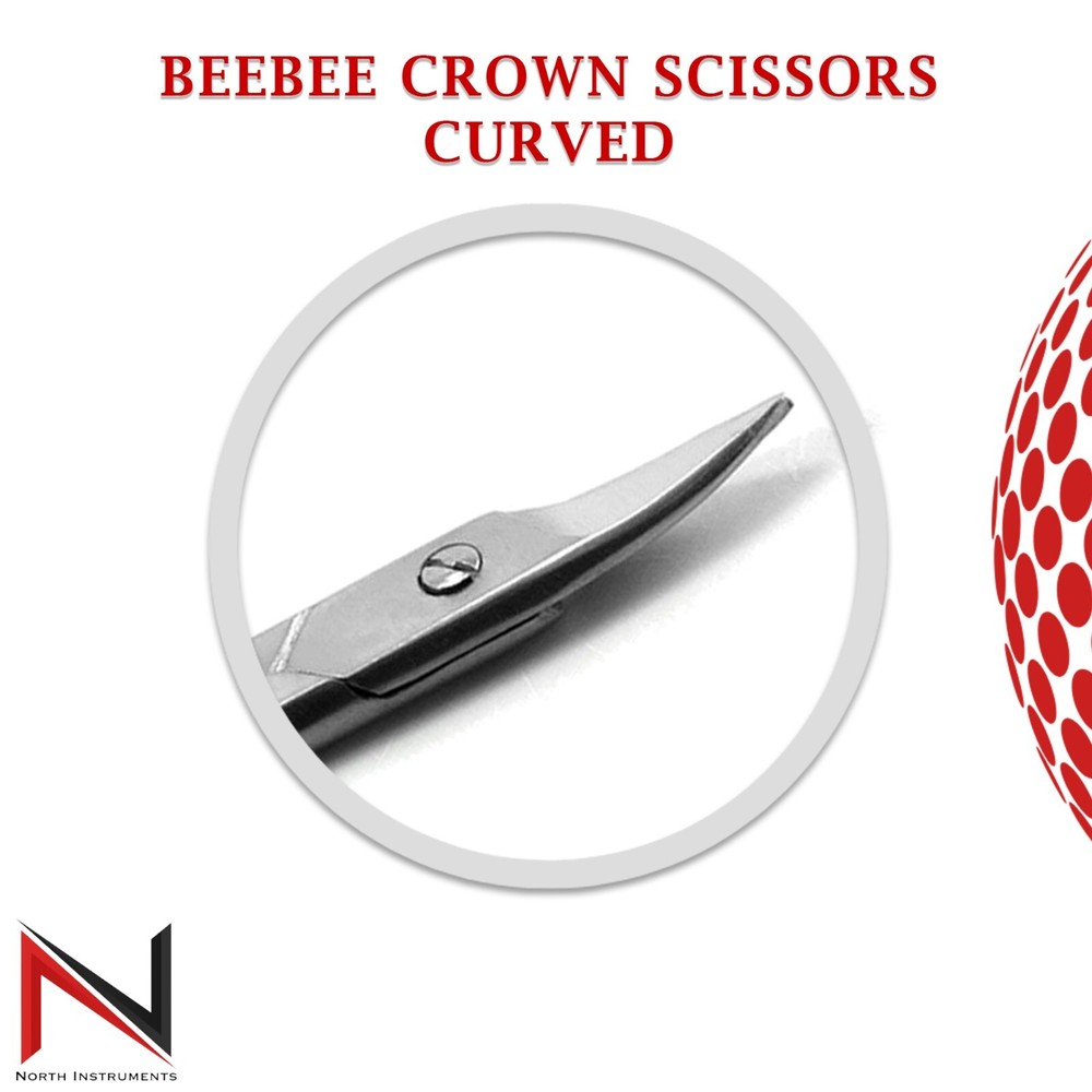 Curved & Straight Crown Beebee Scissors Kit Wire Cutting Tissue Gum Shears