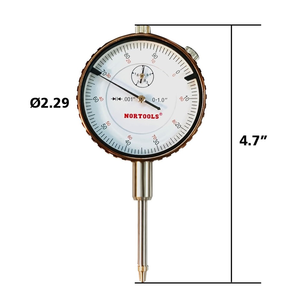 NORTOOLS Dial Indicator with onesize, Indicator+magnetic Base+point Set