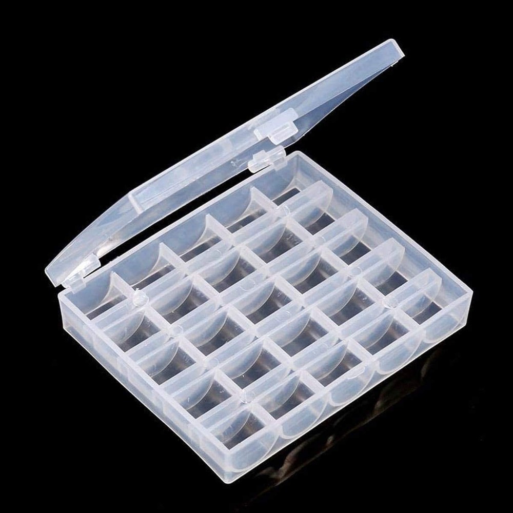 Bobbin BoxMachine Bobbin Organizer Plastic CaseTransparent 25 Slots Empty Bob...