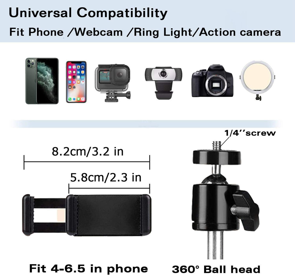 Overhead Tripod Mount for Camera Webcam Ring Light, over Head Articulating Arm w