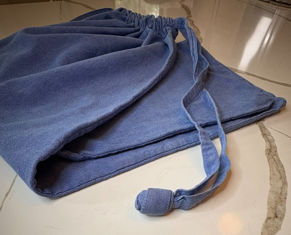 POTTERY BARN Laundry Bag Basket Liner Chambray Blue Dorm Drawstring Large
