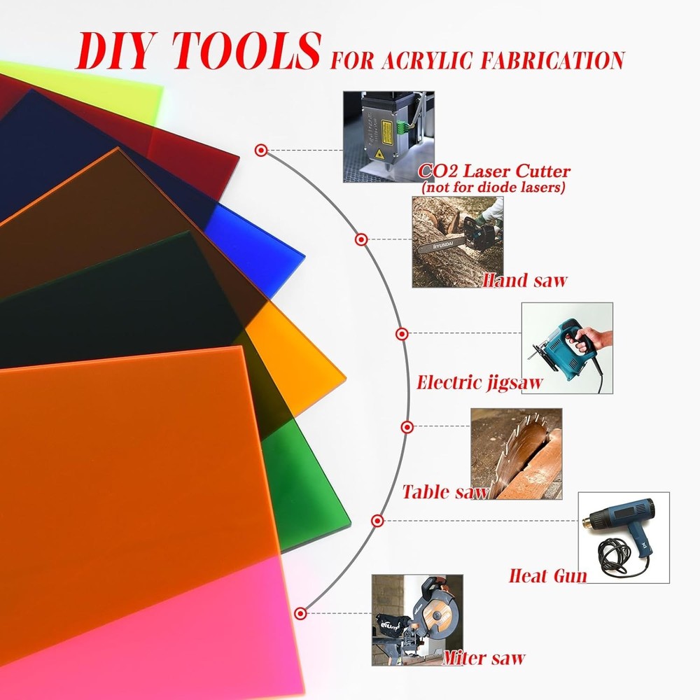 6 Pack Colored Acrylic Sheets, Translucent Plexiglass 5x7", Six Colors