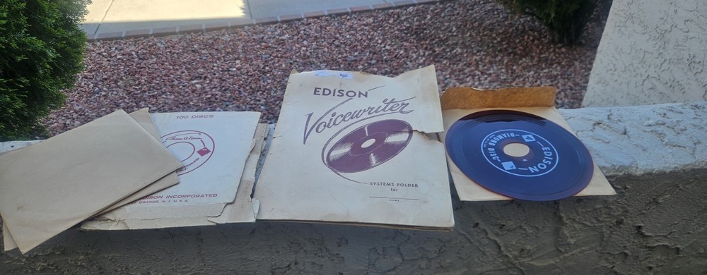 Thomas Edison Voicewriter Ruby Red Translucent Diamond Disc...Says Unused