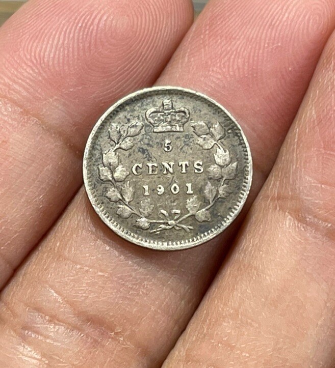 1901 Canada 5 Cents Silver Coin High Value