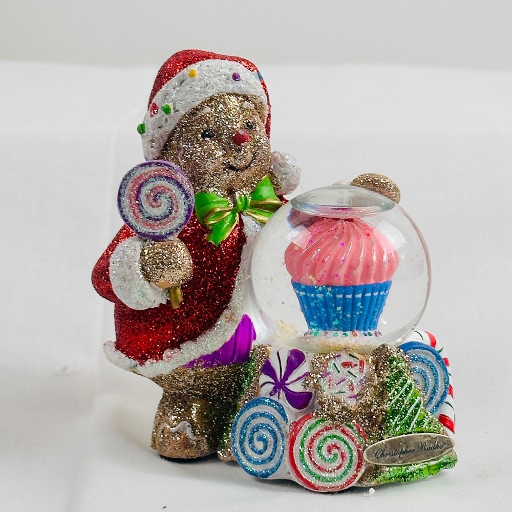 Christopher Radko Gingerbread Santa Cupcake Snow Globe 2017 5"With Box