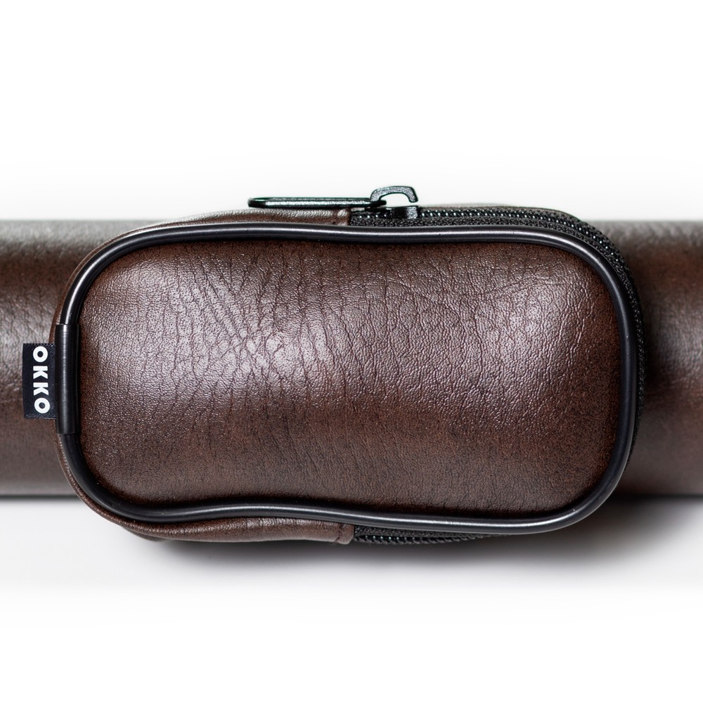 OKKO Billiard Pool Cue Hard Round Case Dark Brown 1x1
