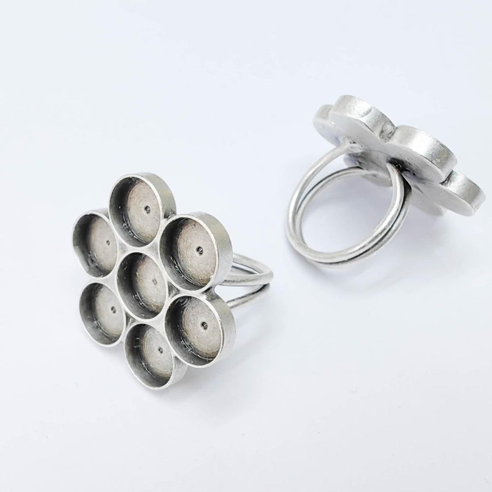 Multi Bezel Ring, Setting Blank Cabochon Mounting Adjustable Brass 10mm G37557