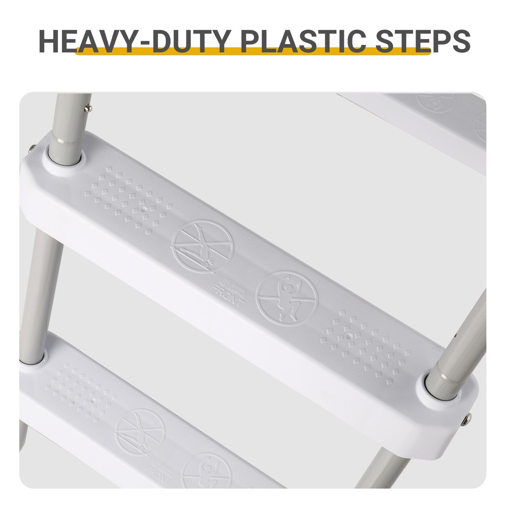 4-Step 52in Pool Ladder Iron Grey Frame + White Steps