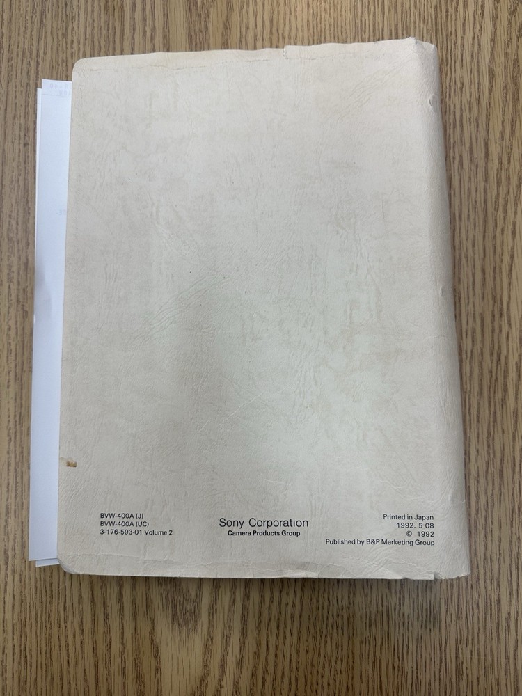 Sony BVW-400A Maintenance manual - Betacam