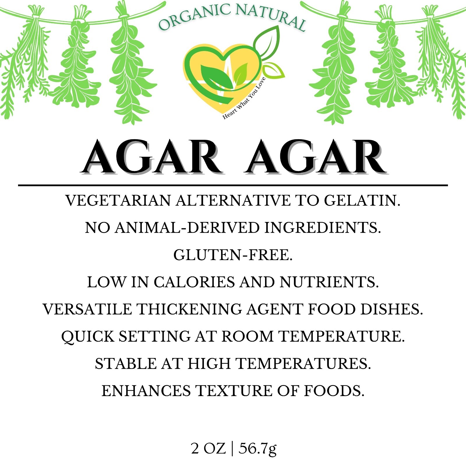 Agar Agar Powder Seaweed Gelatinous Natural 28.3g Kosher Vegan Planted-Based