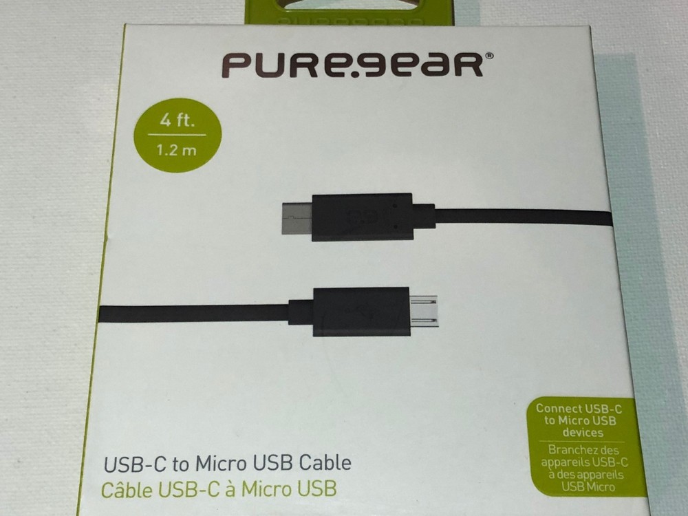 Puregear USB-C To Micro-USB Charge/Sync Cable (4 Ft. / 1.2m) - Black / 61346PG