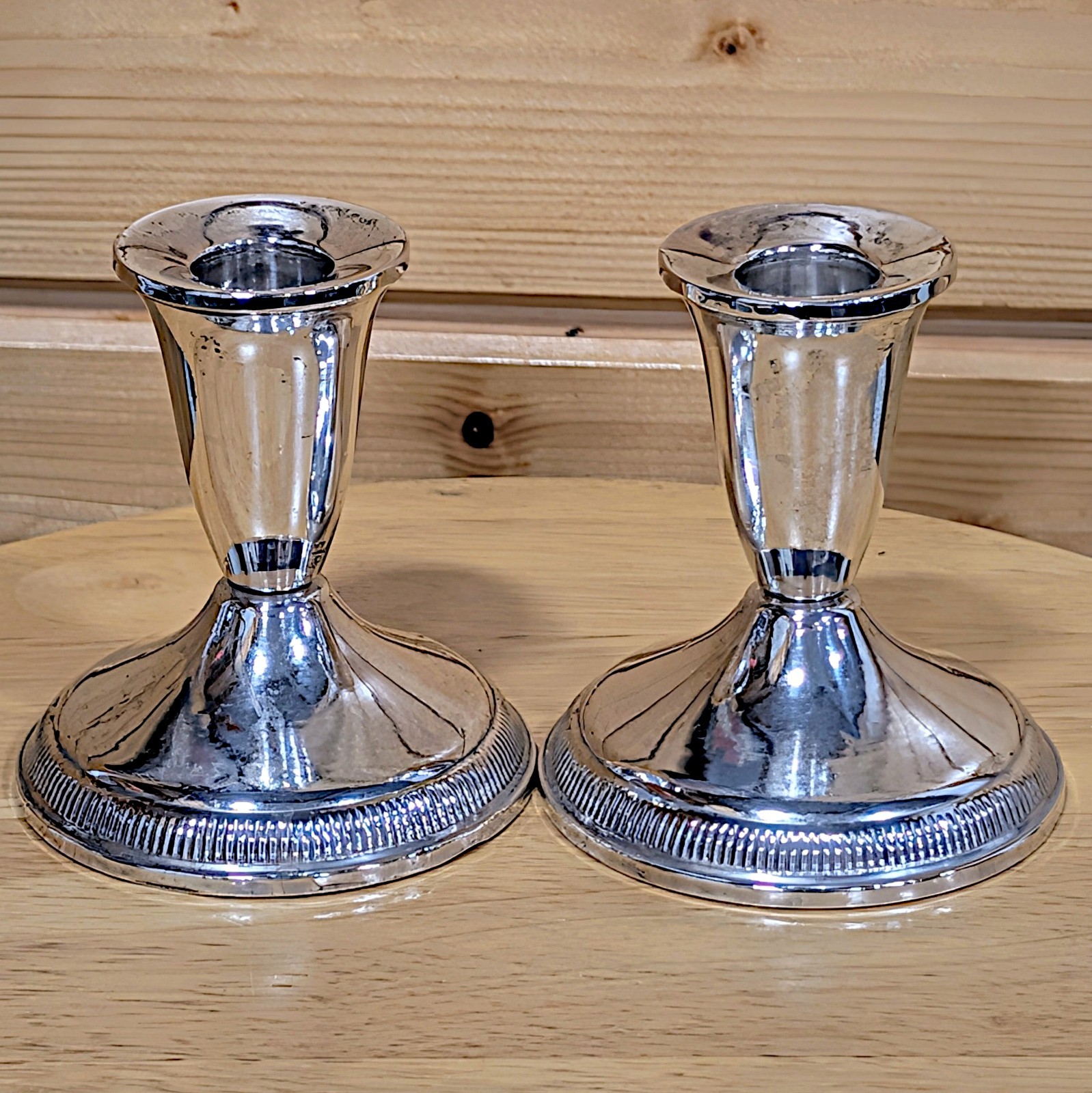 Vintage Raimond Sterling Silver Weighted Candle Holders 3.25 x 4 403 grams NICE