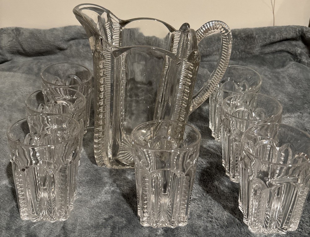 EAPG 1901 Orinda Pattern Pitcher with 7 Glasses