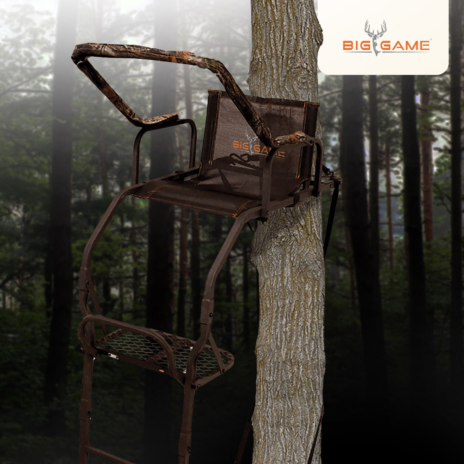 Big Game Warrior DXT 17' Deer Hunting Ladder Climbing Tree Stand w/Flex-Tek Seat