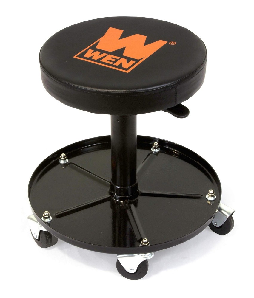 300 lb Capacity Pneumatic Rolling Mechanic Stool with Adjustable Height & Wheels